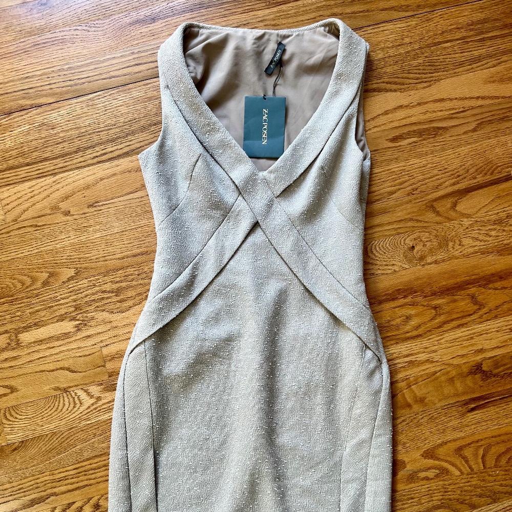 Zac Posen Shift Dress Boucle Beige Sz 2 NWT